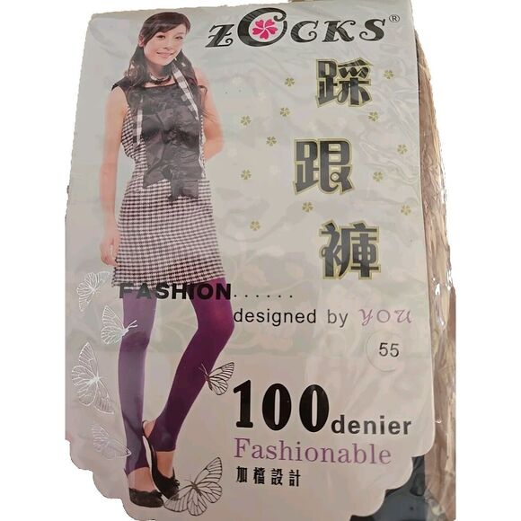 80 Zocks Stockings Fashion Designed 100 Denier Black Open Foot Under Foot Strap - Picture 1 of 2